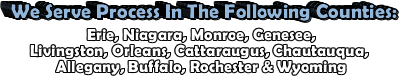 We Serve Process in Erie, Niagara, Monroe, Genesee, Livingston, Orleans, Cattaraugus, Chautauqua, Allegany & Wyoming